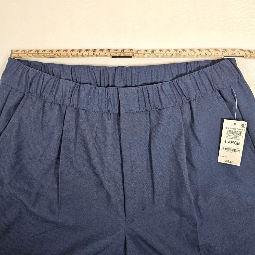 Mode Of One Men Navy Blue Elastic Waist Pleated Wide Leg Pants‎ Size Large